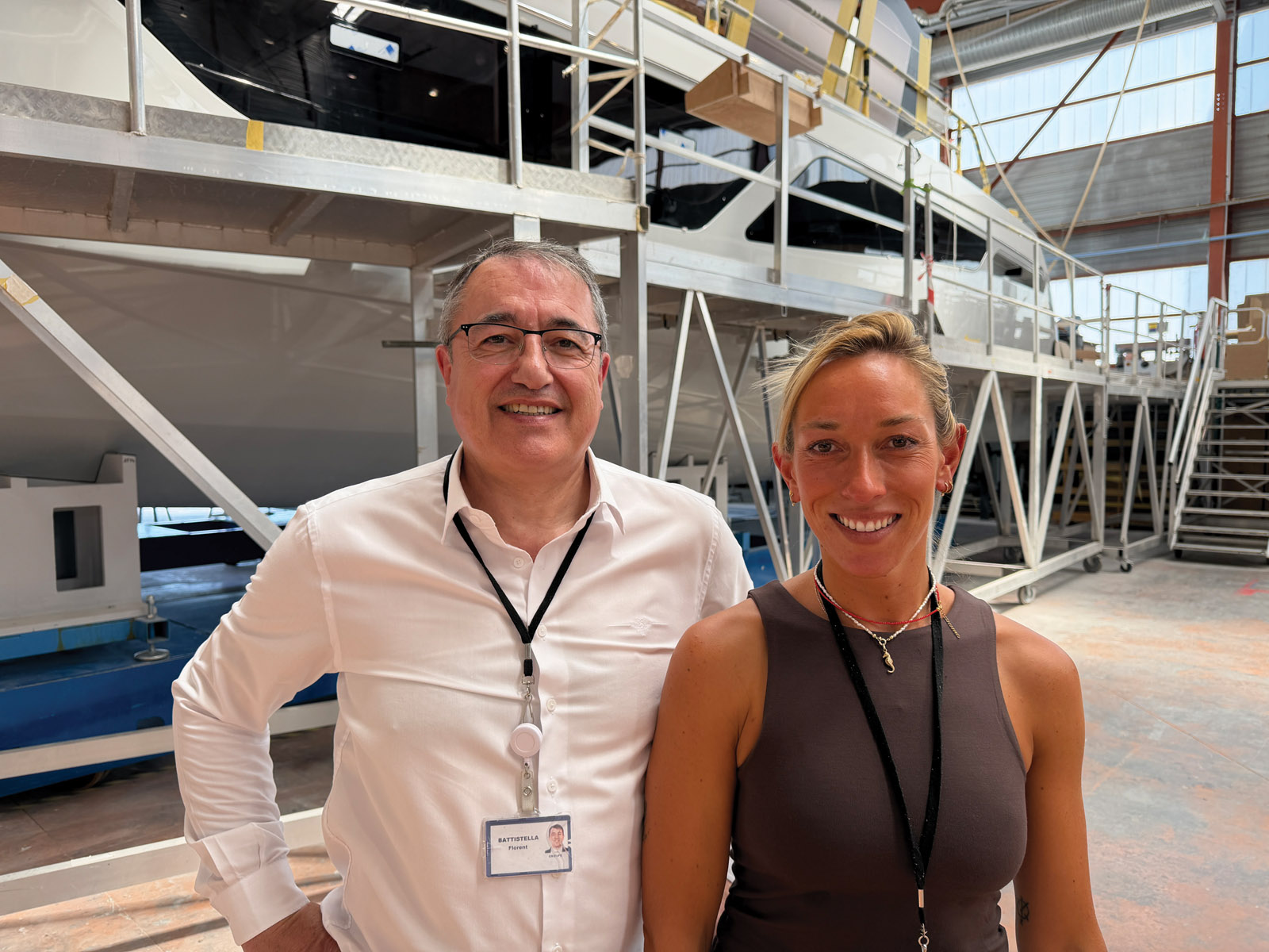Florent Battistella, CEO of Guy Couach and President of Veya Yachts, together with Joana Grönewald, <br/>Veya Yachts’ Communications Manager.