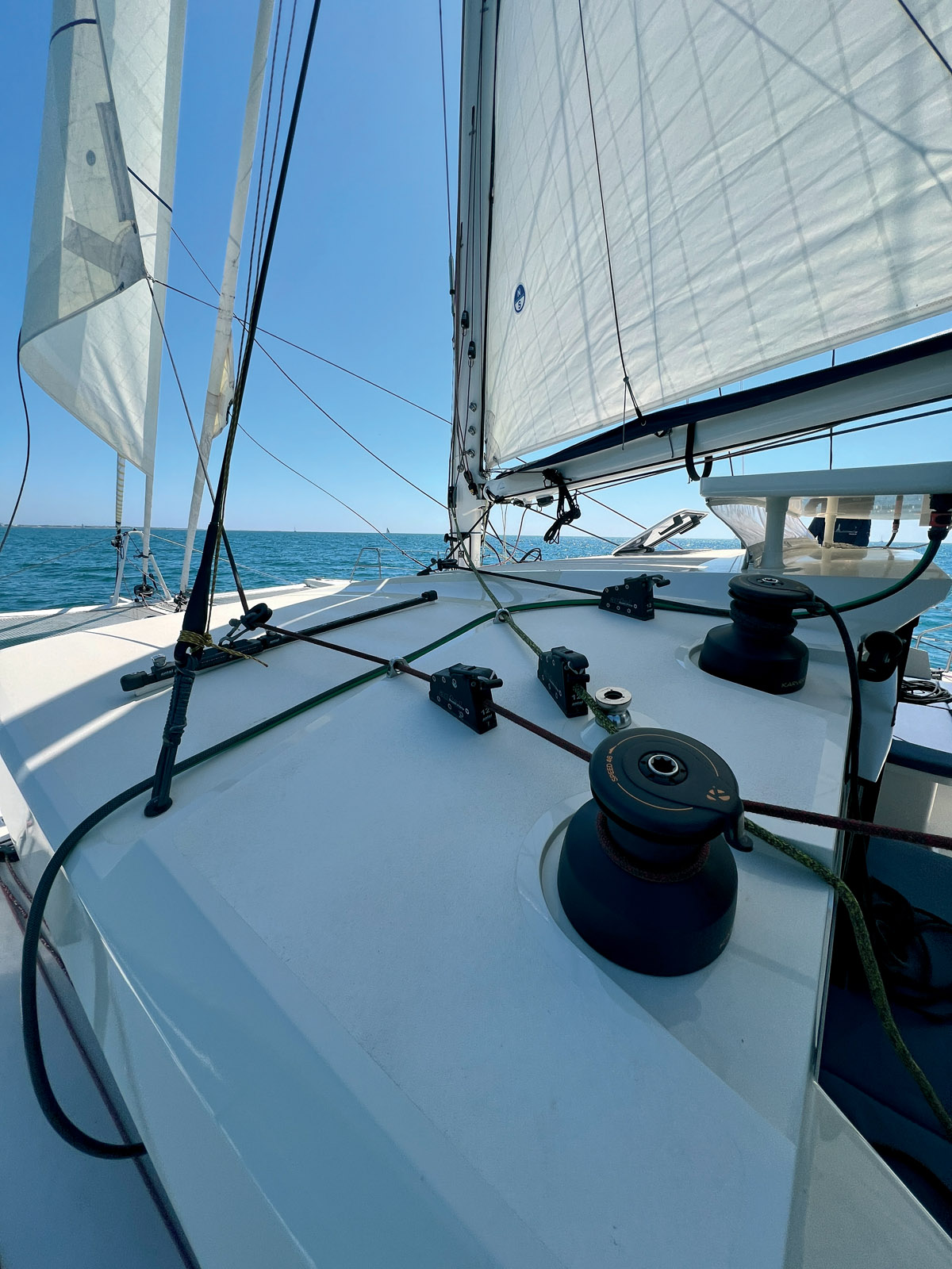 The deck layout prioritizes efficiency by  optimizing every sail configuration.