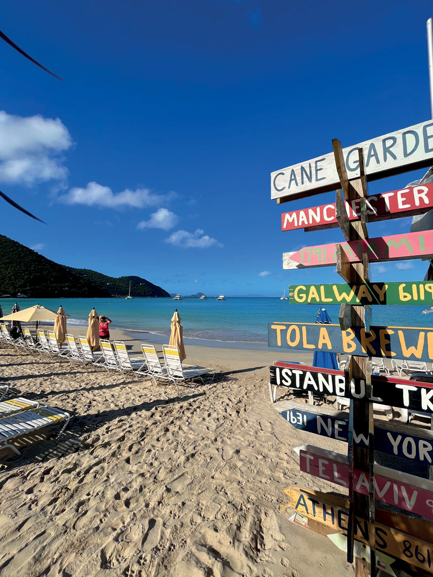 On the island of Tortola, a stopover at Cane Garden Bay is a must - if only to take the famous souvenir photo!