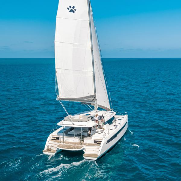 On the lounge deck version, the gooseneck is set a little higher, but this in no way prevents the 50 from achieving good sailing performance. 