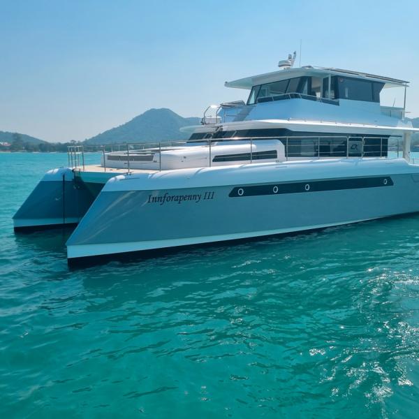 Designers Longreach and the experienced PowerPlay yard have combined stylish aesthetics with an efficient power hull for this sleek design.