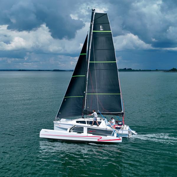 You don’t need much wind for the Tricat to leave a long wake!