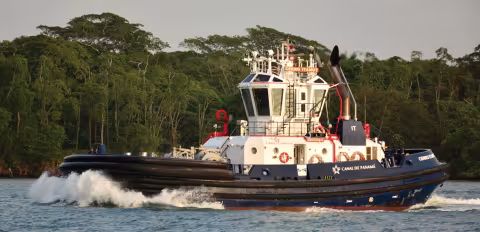 The powerful Panama Canal tugs – indestructible.