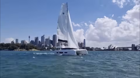 DUFOUR 48 Catamaran - Boat Review for Multihulls World in Sydney Harbor