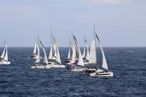 The Multihull division was the first to get under way for Saint Lucia…