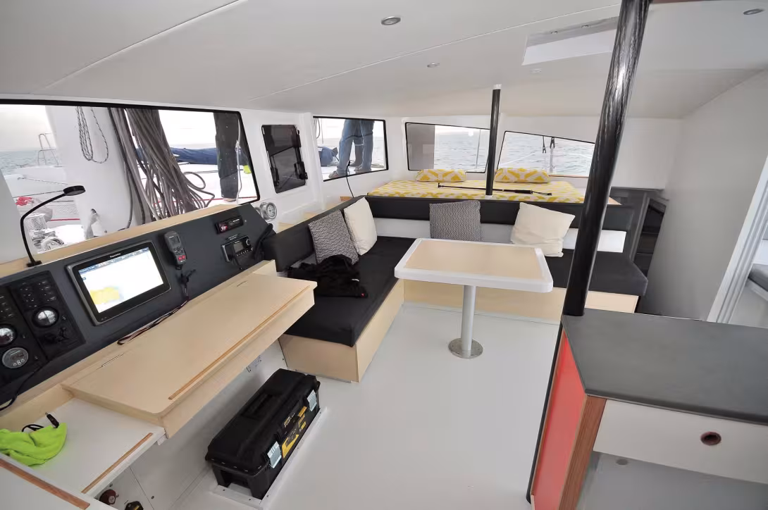The design of the coachroof is clever. The negative incline of the windshields provides protection from UV, prevents over-heating and their simple design would facilitate easy replacement should that ever be required 