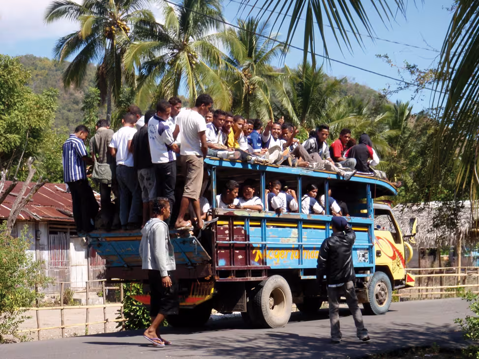 A super bemo : every inch of space is used up on this bus/truck which is essential in the Indonesian countryside.   