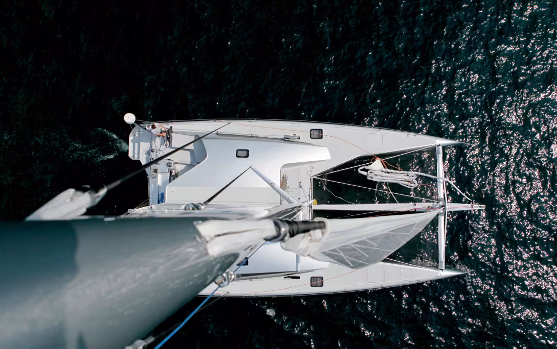 A racy catamaran capable of taking you to the far side of the world at supersonic speeds. 