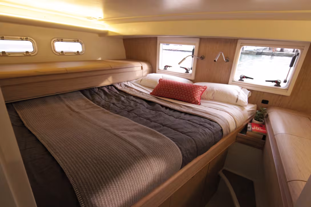 From the aft lodge (it has its own bathroom), the view of the wake is seductive