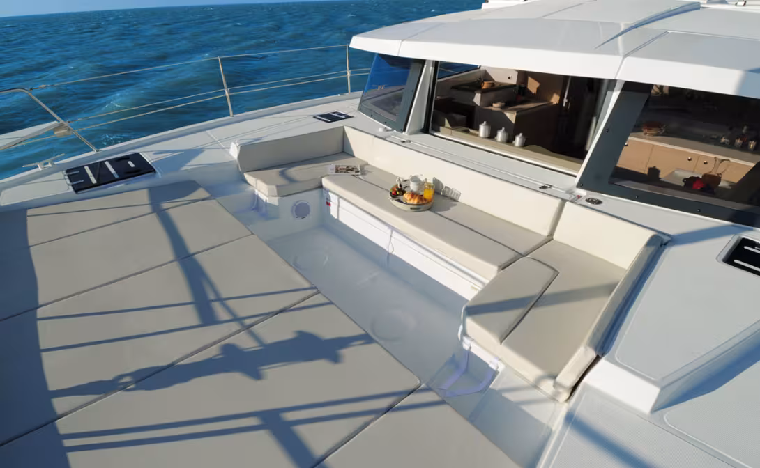 The forward cockpit of the Bali has raised some reservations, but the crew love it!  Note the sliding front door in the open position 