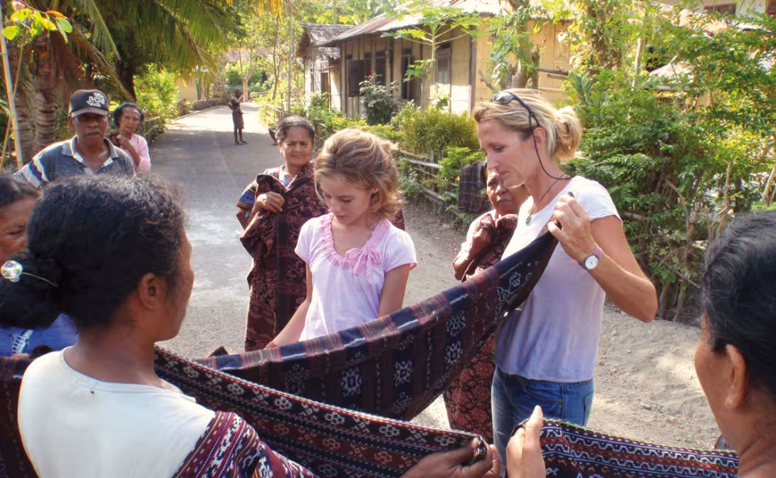 Tricky choice of an ikat in the coastal village of Sikka, on the south coast of Flores…
