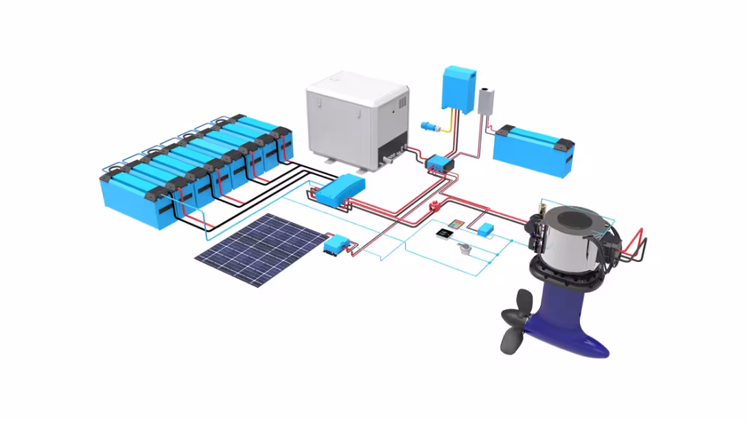 Oceanvolt offers complete hydrogeneration systems including all components, from batteries to propellers.