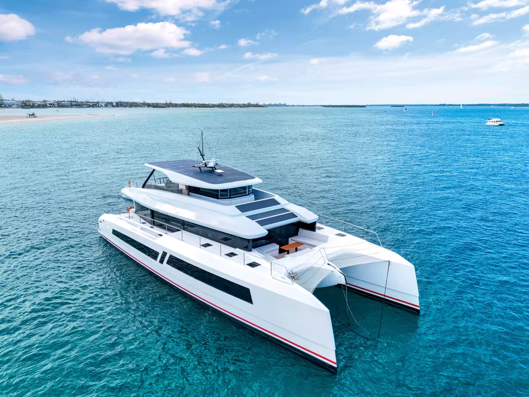 The MC82p is a luxury semi-custom multiyacht capable of undertaking ocean passages.