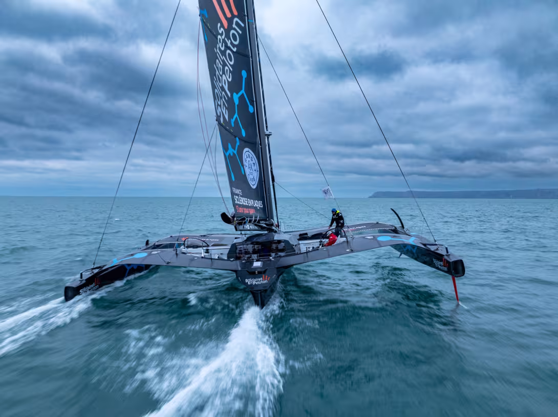 As wide as they are long,  the Ocean Fifty  trimarans are  extremely powerful.
