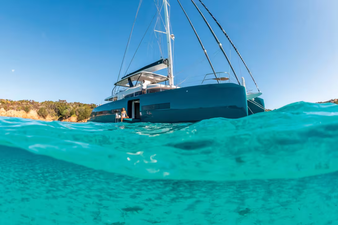 Without compromising the Lagoon DNA, the Eighty 2 exudes a stately  presence with sleek lines despite its imposing height above the water.