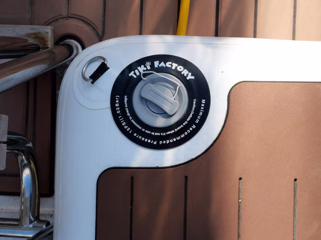 Five minutes are all it takes to inflate and deploy the gangway.